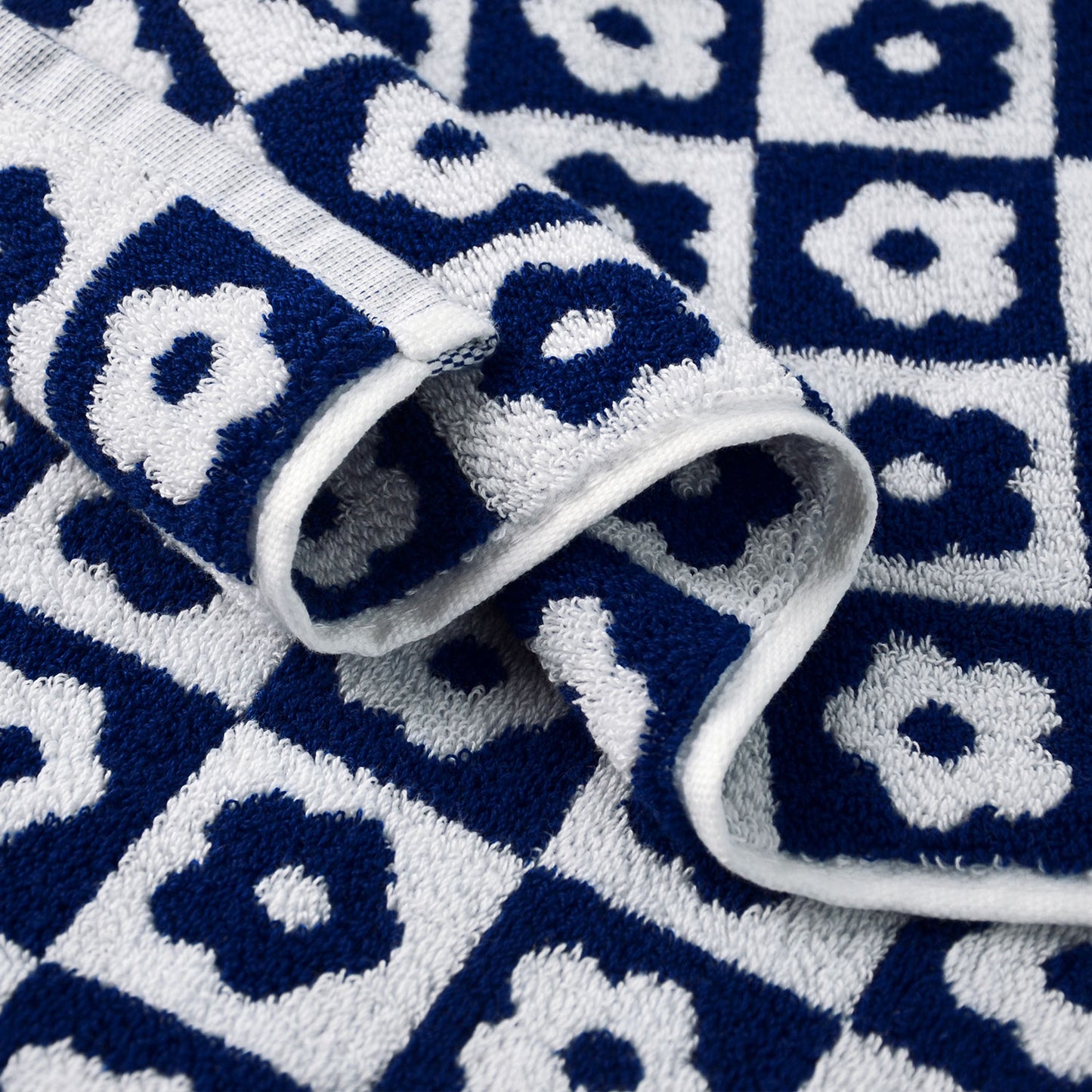 Jacquotha Cotton Hand Towels Checkered Floral - Quick Drying Hand Towel Set of 4, for Women Girls Bathroom Decor, 29” x 13”