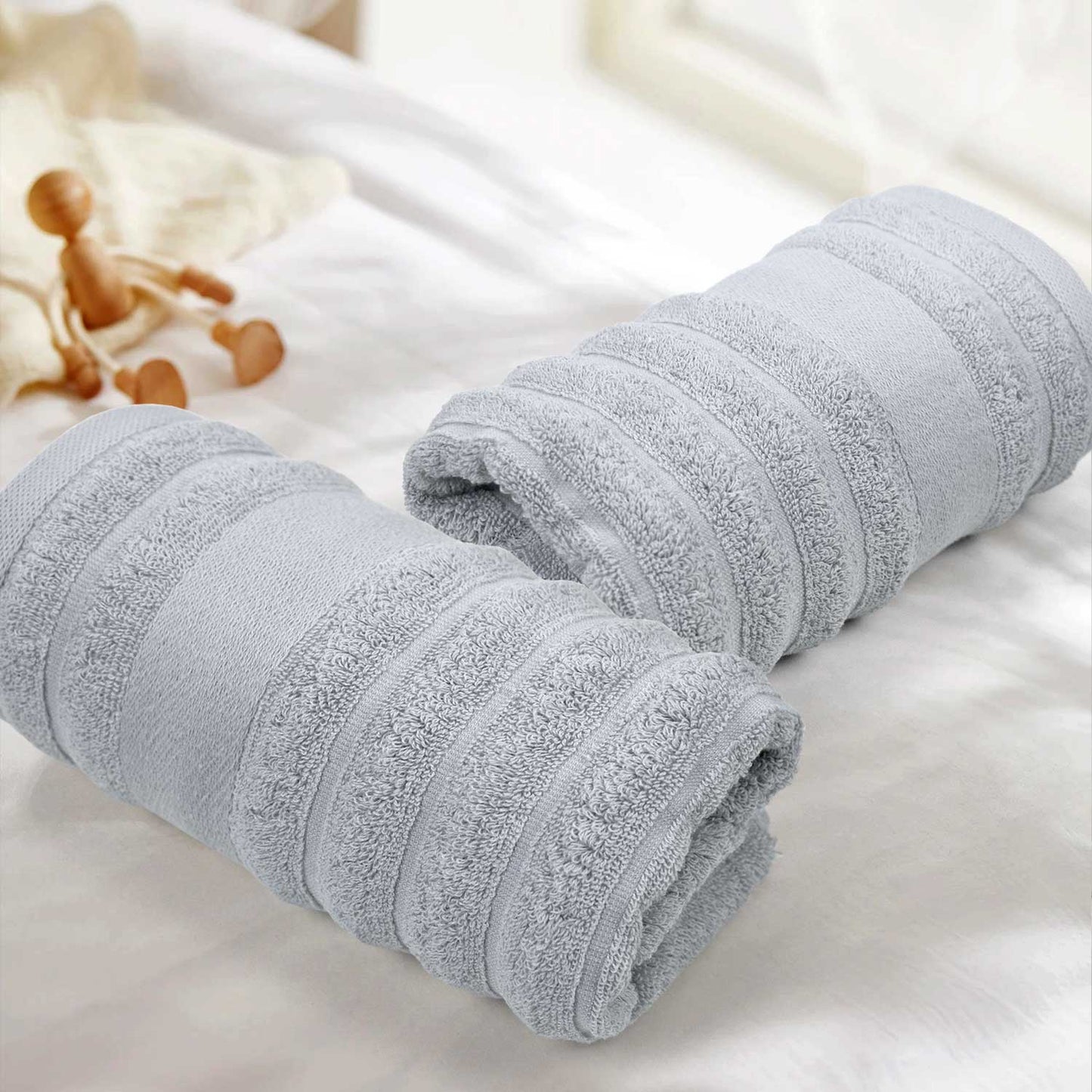 Jacquotha 2-Pack Hand Towels Ribbed – Kitchen & Bathroom Premium Cotton Towels 13” x 29”, Soft and Quick Drying 480 GSM
