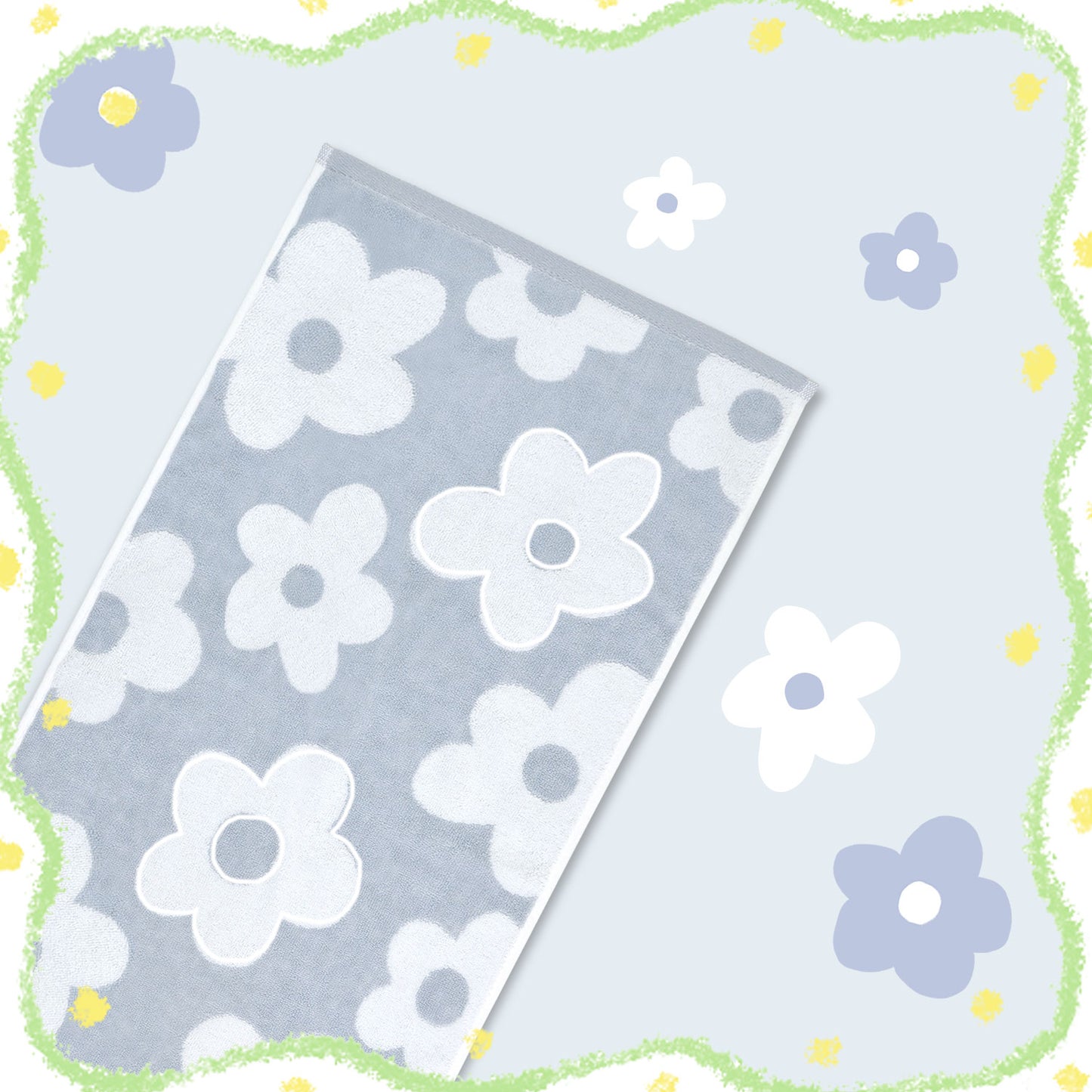 Jacquotha Floral Hand Towels for Bathroom - 2 Pack Cotton Face Towels 13" x 28", Soft Decorative with Cute Daisy Prints for Guest Room, Kitchen Decor