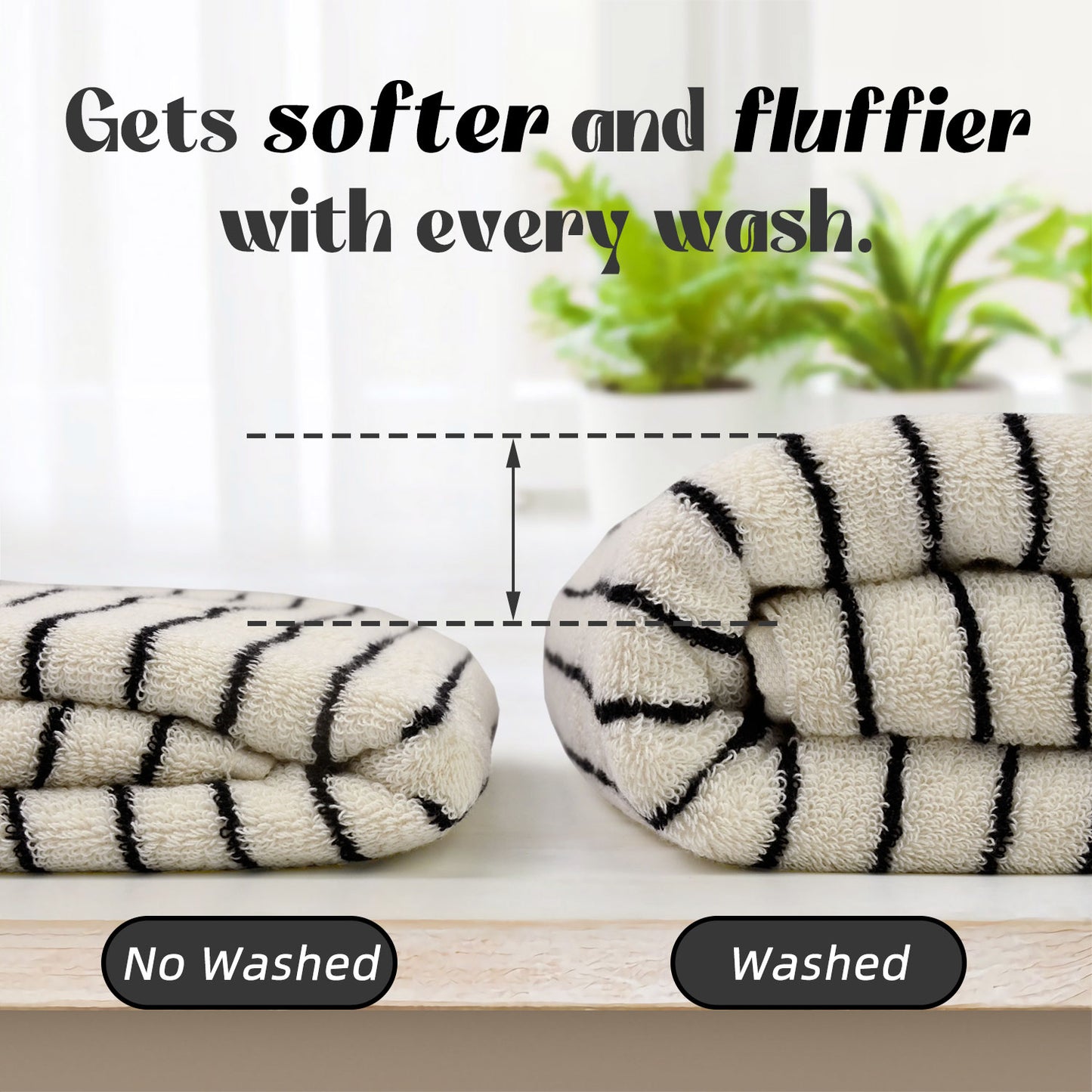 Jacquotha Luxury Striped Bath Towels Set of 2, Lighter & Quick Dry Towels Large 27.5 x 55 inches, Farmhouse for Bathroom, Shower, Christmas Decor