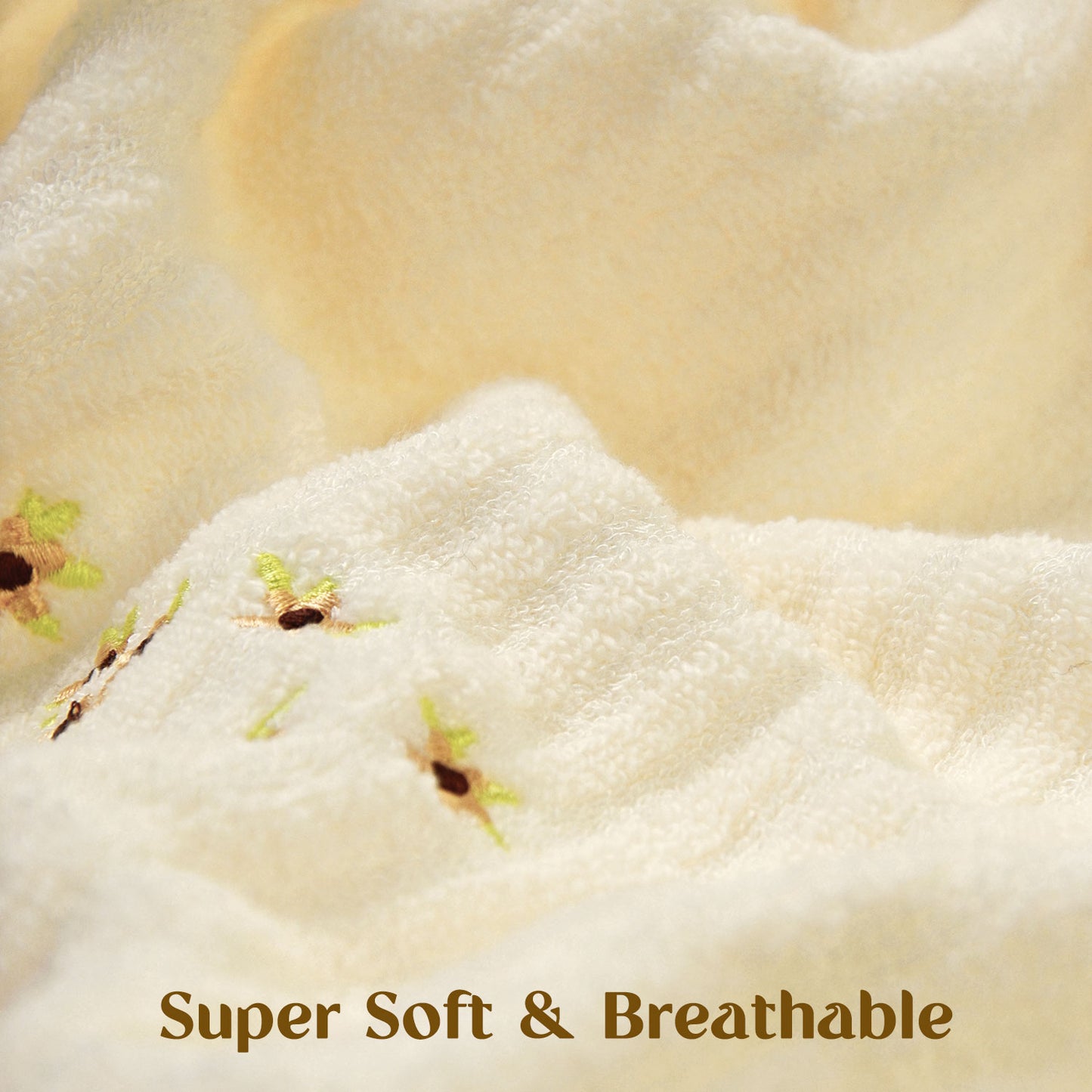 Jacquotha Floral Hand Towels Set of 2 - Quick Dry Soft Cute Bathroom Kitchen Towels, Summer & Spring Decor, 13x29 Inches, Cream