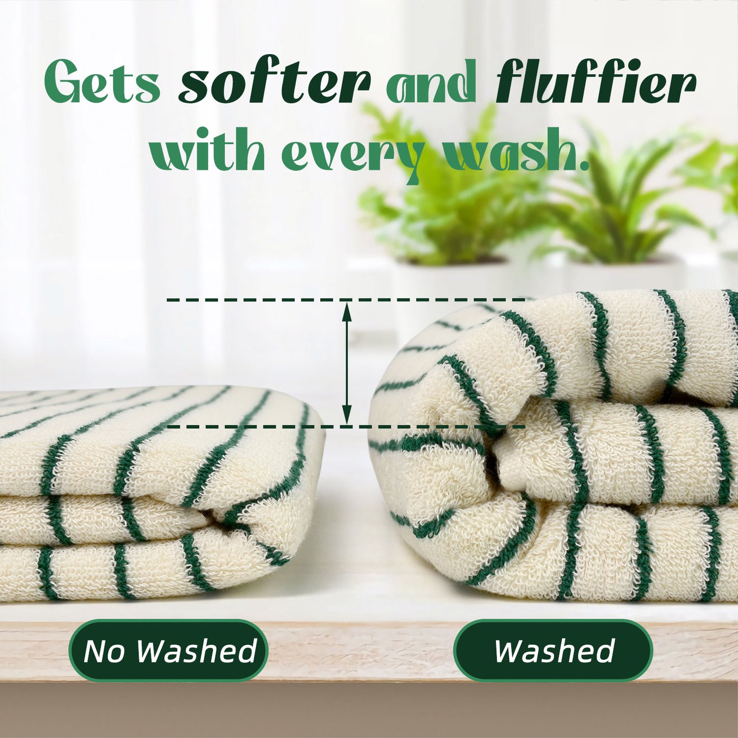 Jacquotha Luxury Striped Bath Towels Set of 2, Lighter & Quick Dry Towels Large 27.5 x 55 inches, Farmhouse for Bathroom, Shower, Christmas Decor