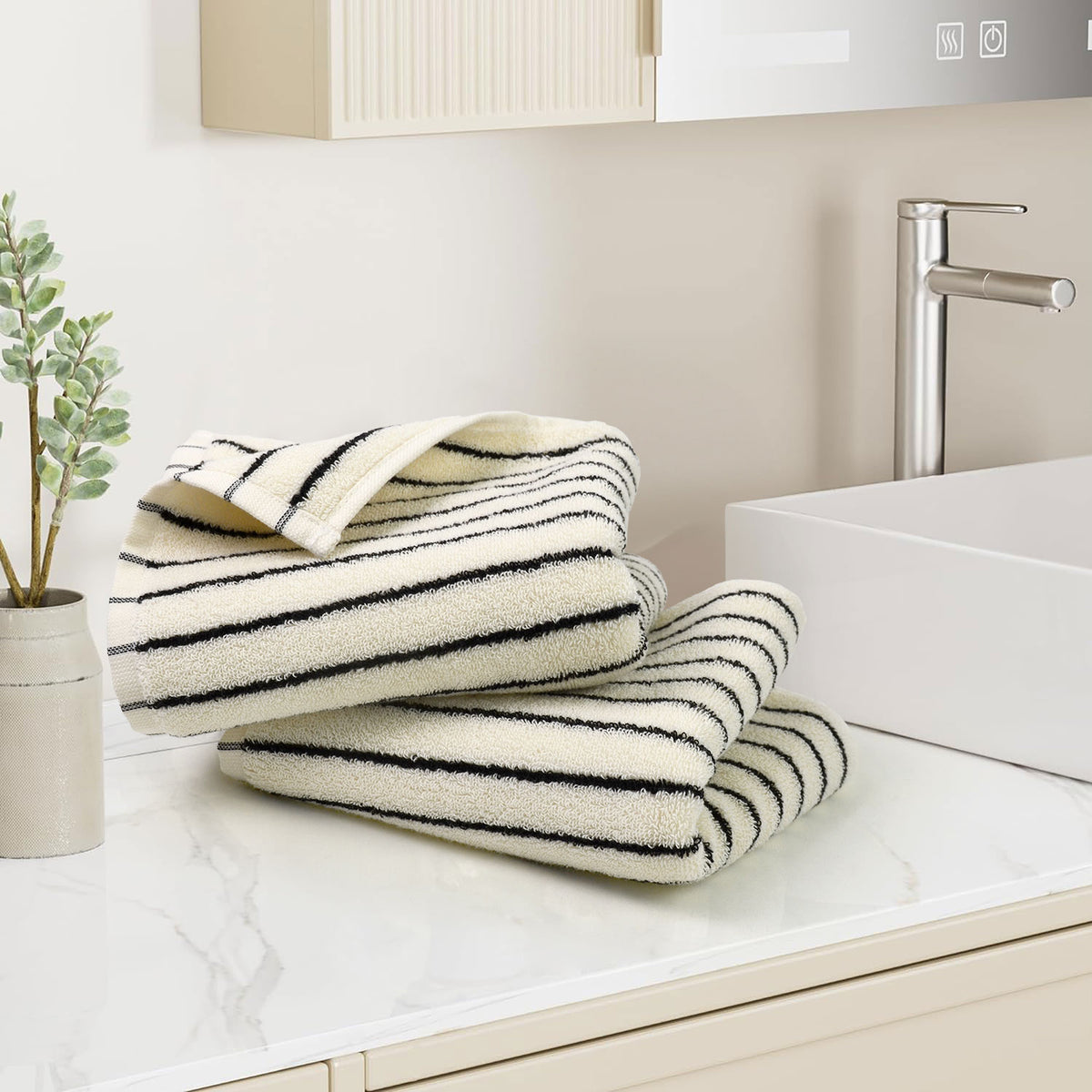 Jacquotha Black and White Striped Hand Towels for Bathroom, Vintage Kitchen Decor, Guest Use, Adults & Kids, Natural Cotton, 14” x 29”