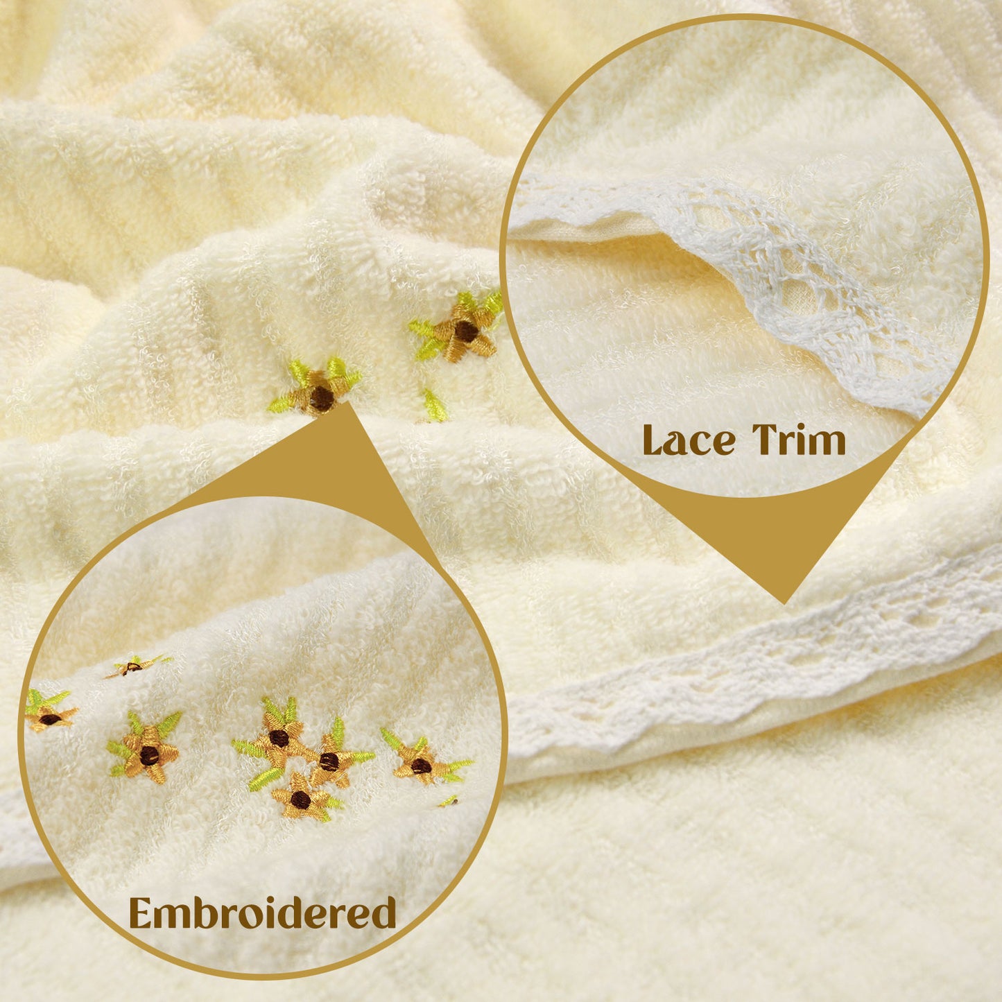 Jacquotha Floral Hand Towels Set of 2 - Quick Dry Soft Cute Bathroom Kitchen Towels, Summer & Spring Decor, 13x29 Inches, Cream