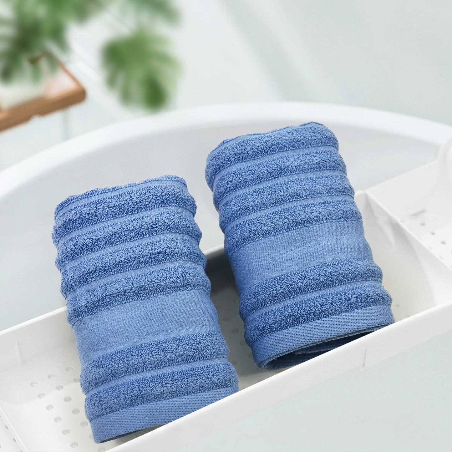 Jacquotha 2-Pack Hand Towels Ribbed – Kitchen & Bathroom Premium Cotton Towels 13” x 29”, Soft and Quick Drying 480 GSM