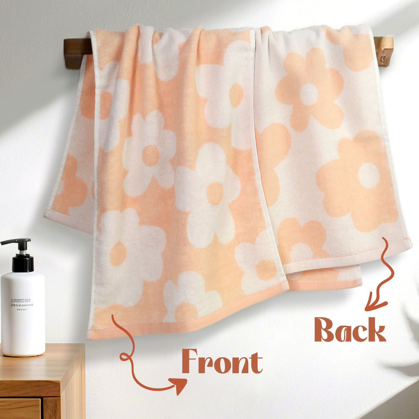 Jacquotha Floral Hand Towels for Bathroom - 2 Pack Cotton Face Towels 13" x 28", Soft Decorative with Cute Daisy Prints for Guest Room, Kitchen Decor