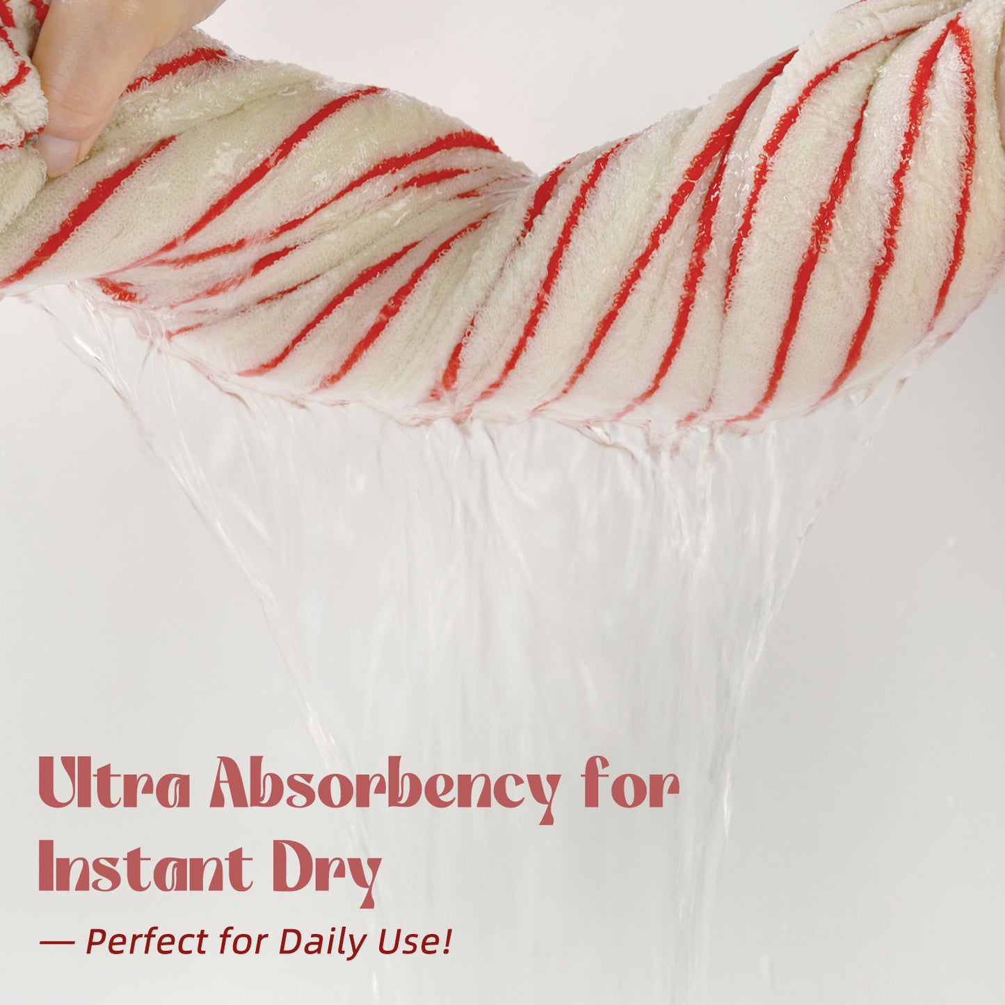 Jacquotha Luxury Striped Bath Towels Set of 2, Lighter & Quick Dry Towels Large 27.5 x 55 inches, Farmhouse for Bathroom, Shower, Christmas Decor