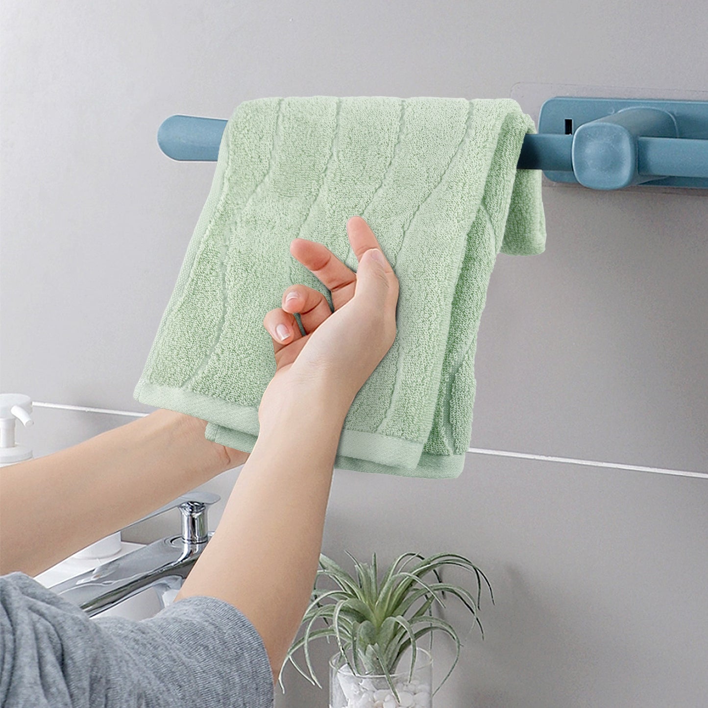 Jacquotha Wavy Striped Cotton Hand Towels, Set of 2, Dry Your Hand Instantly, 13x29 Inches, Mustard Kitchen Bathroom Towel