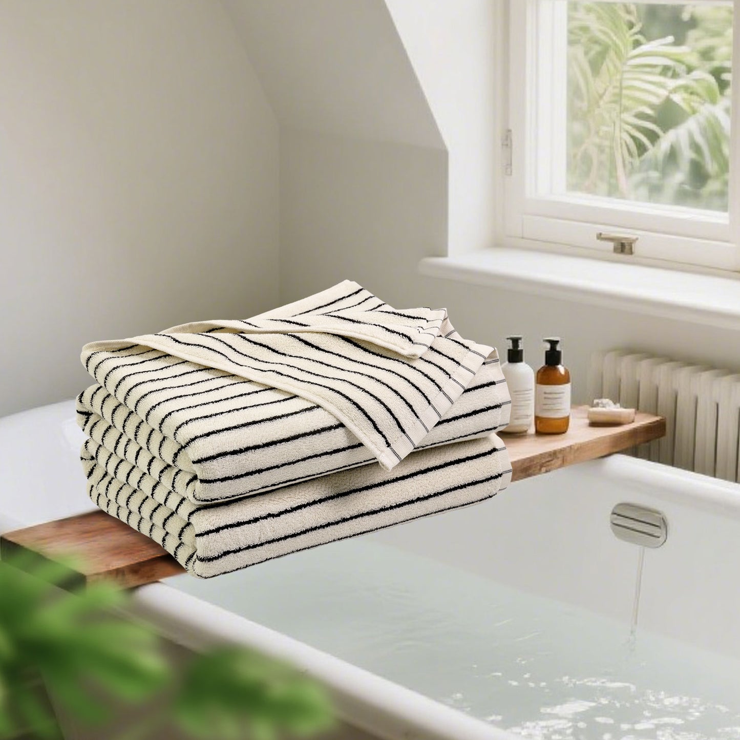Jacquotha Luxury Striped Bath Towels Set of 2, Lighter & Quick Dry Towels Large 27.5 x 55 inches, Farmhouse for Bathroom, Shower, Christmas Decor