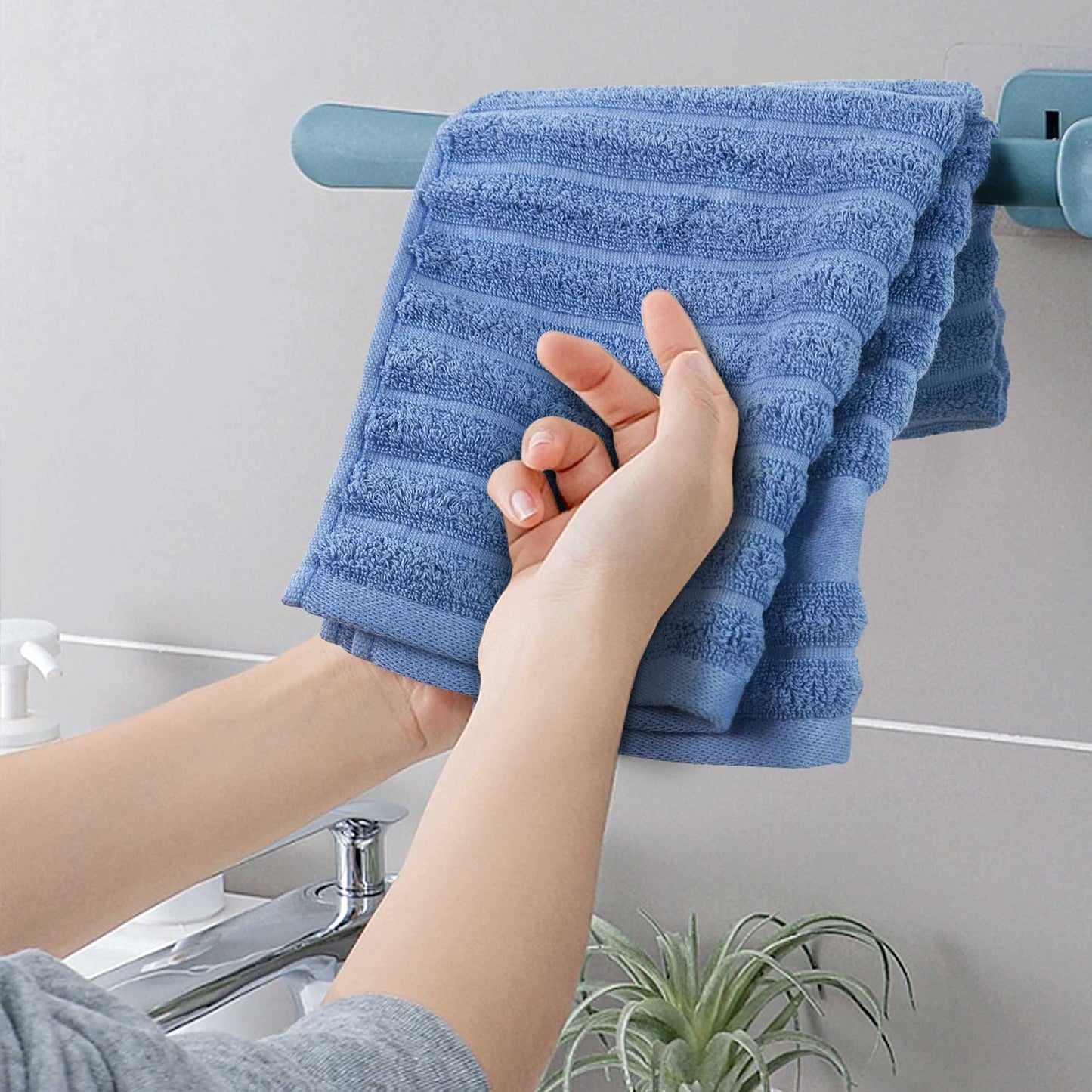 Jacquotha 2-Pack Hand Towels Ribbed – Kitchen & Bathroom Premium Cotton Towels 13” x 29”, Soft and Quick Drying 480 GSM