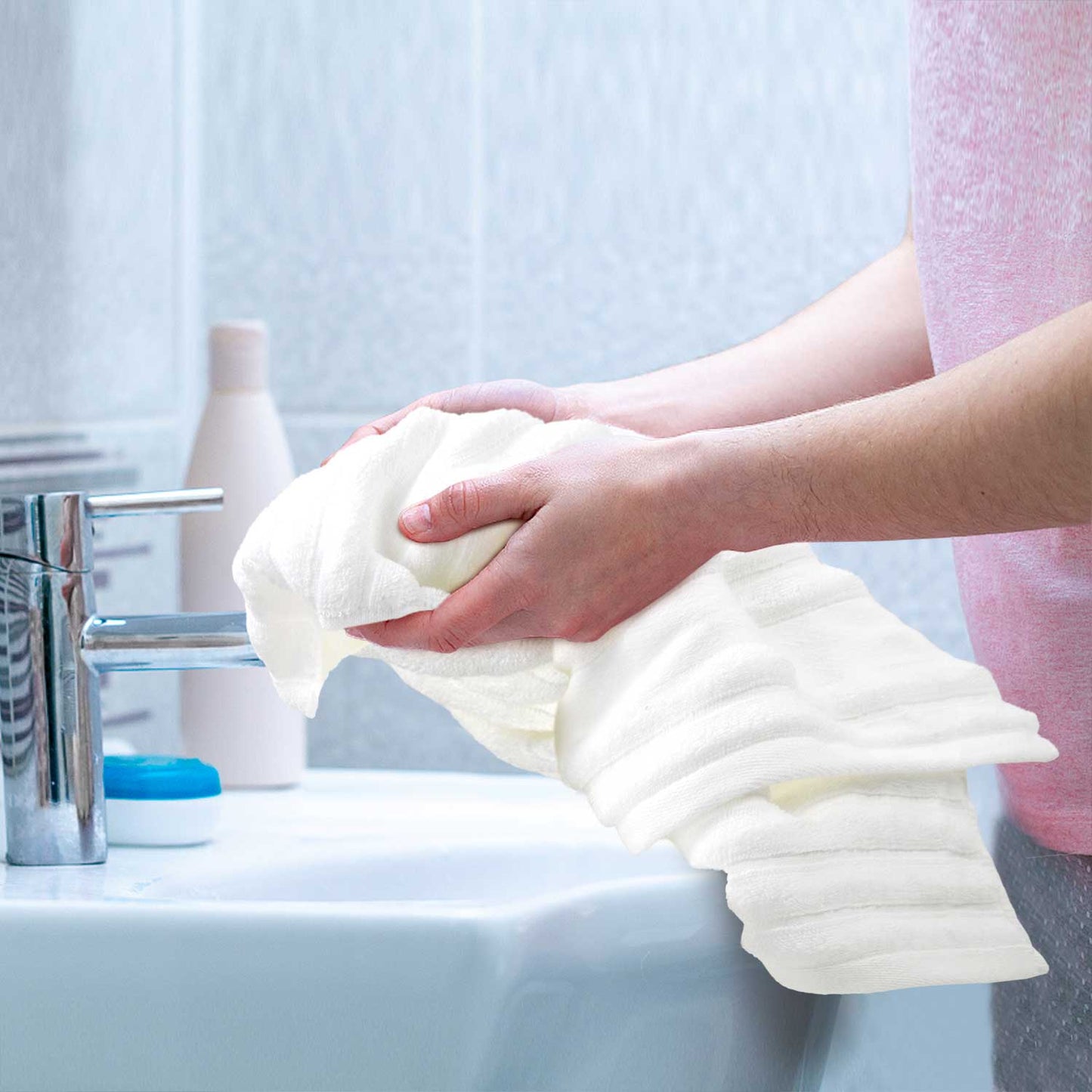 Jacquotha 2-Pack Hand Towels Ribbed – Kitchen & Bathroom Premium Cotton Towels 13” x 29”, Soft and Quick Drying 480 GSM