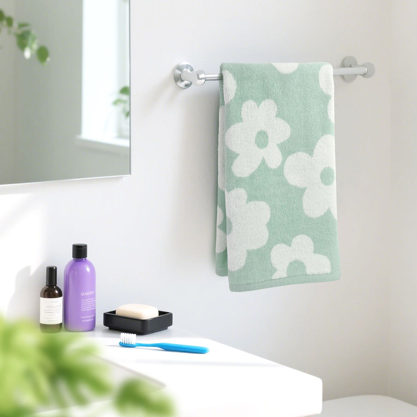 Jacquotha Floral Hand Towels for Bathroom - 2 Pack Cotton Face Towels 13" x 28", Soft Decorative with Cute Daisy Prints for Guest Room, Kitchen Decor