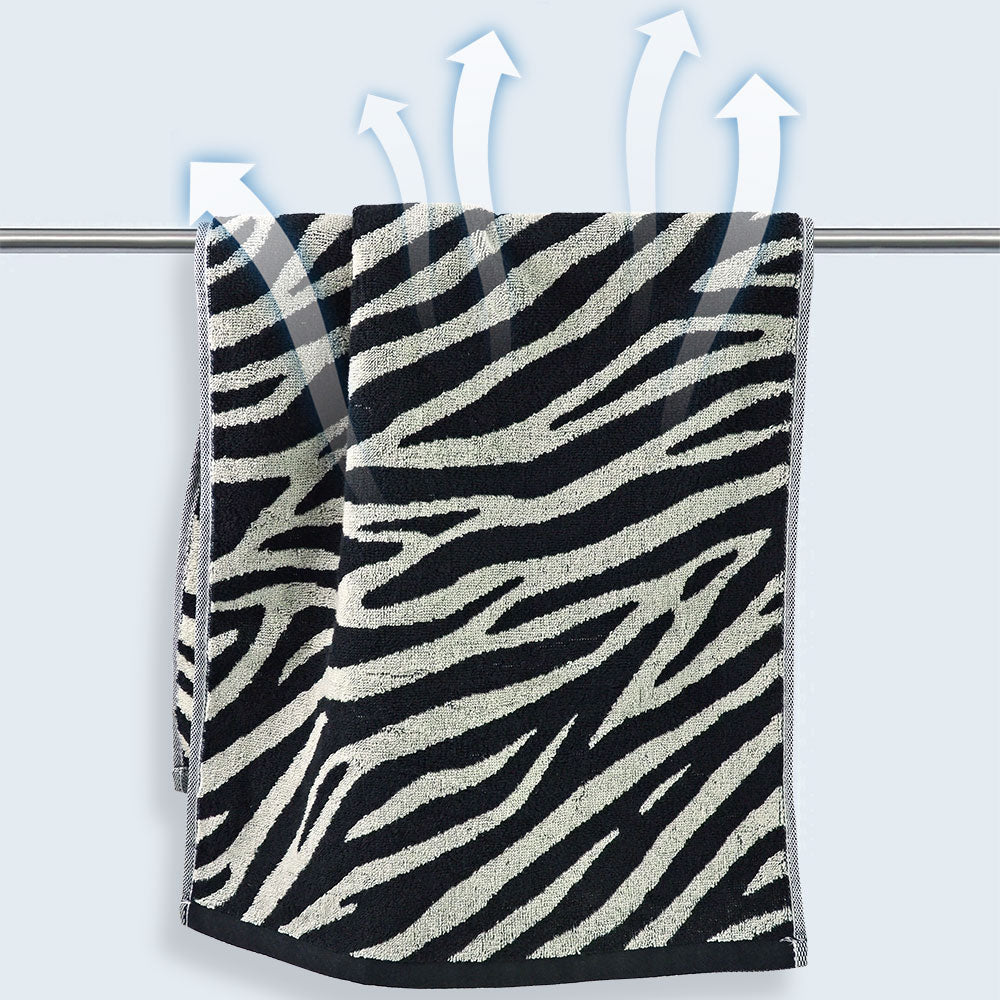 Jacquotha Bathroom Hand Towels 2 Style 4 Pack - Black Hand Towel Checkered and Zebra, Cotton