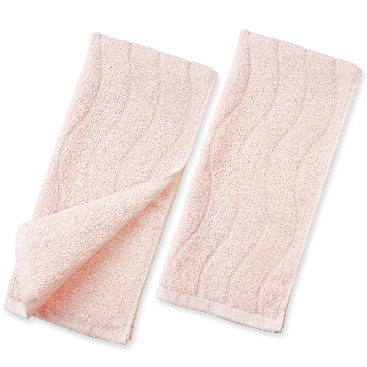 Jacquotha Wavy Striped Cotton Hand Towels, Set of 2, Dry Your Hand Instantly, 13x29 Inches, Mustard Kitchen Bathroom Towel